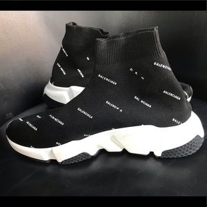 Balenciaga Allover Logo Speed Sock Sneakers